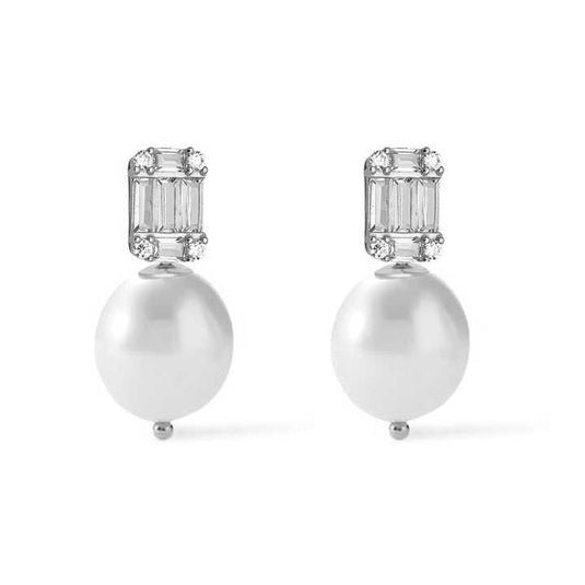 Classic Pearl & Crystal Stud Earrings