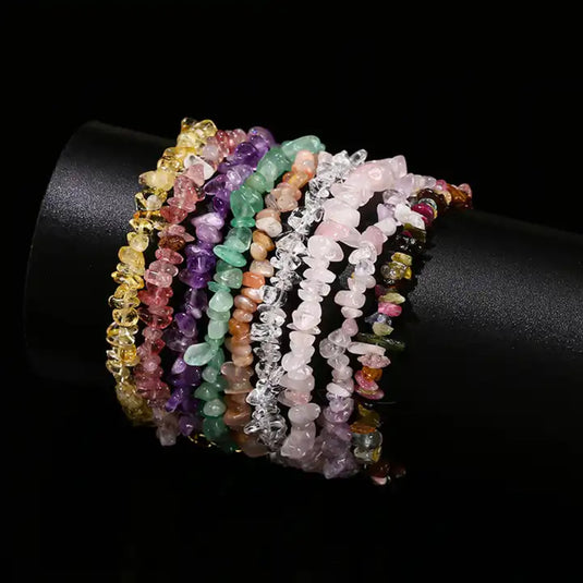 AABHARANA – Natural Gemstone Chips Bracelet | Genuine Crystal Beads | Unisex Jewelry for Women & Men