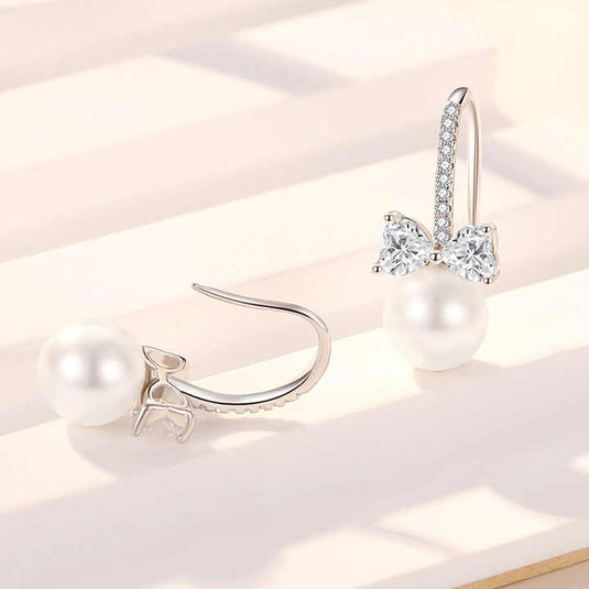 Elegant Bow & Pearl Drop Earrings