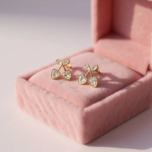 πβ¨ Crystal Cherry Heart Studs π