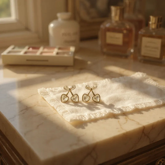 πβ¨ Crystal Cherry Heart Studs π