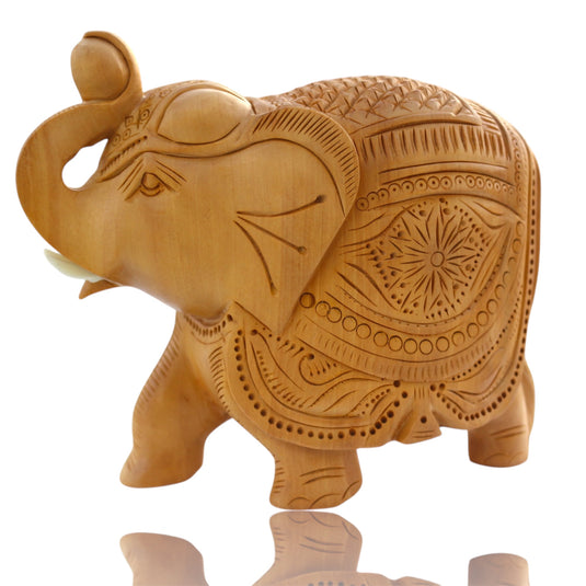 Handcrafted Wooden Elephant Figurine – Up Trunk Prosperity Gift