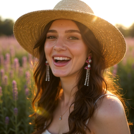 🌸 Luxury Floral Crystal Drop Earrings