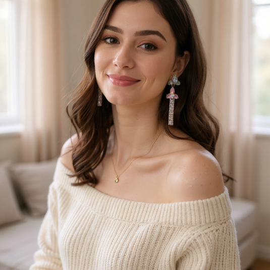 🌸 Luxury Floral Crystal Drop Earrings