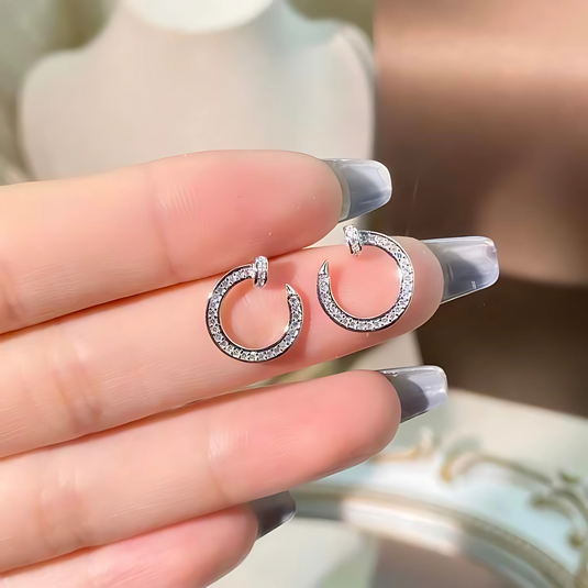Elegant Silver Pavé Hoop Earrings – Timeless Sparkle for Any Occasion