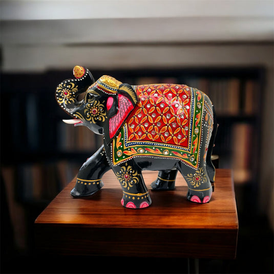 Black & Red Elephant Figurine – Home, Office, Pooja & Gift Décor