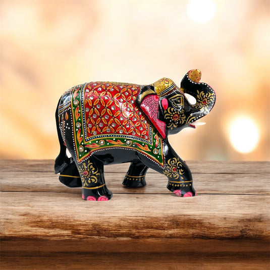 Black & Red Elephant Figurine – Home, Office, Pooja & Gift Décor