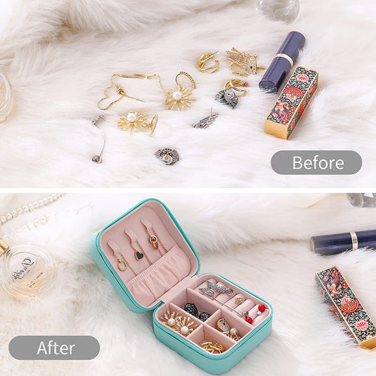 Portable Travel Jewelry Box – Compact Organizer for Rings, Earrings & Necklaces 💍✨