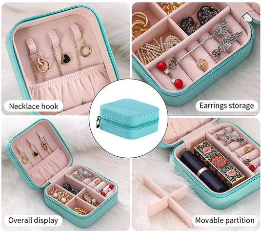 Portable Travel Jewelry Box – Compact Organizer for Rings, Earrings & Necklaces 💍✨