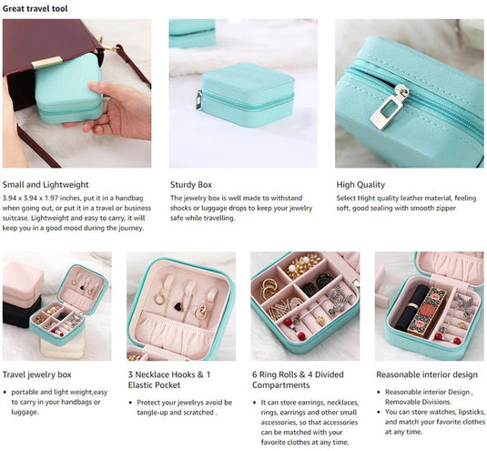 Portable Travel Jewelry Box – Compact Organizer for Rings, Earrings & Necklaces 💍✨