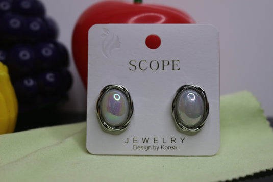 Scope Jewelry – Iridescent Oval Stud Earrings