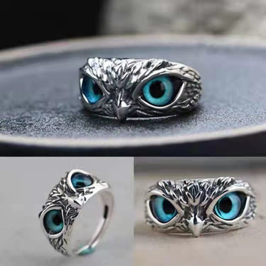 Owl Eyes Ring – Adjustable Blue Eye Statement Ring 🦉💍