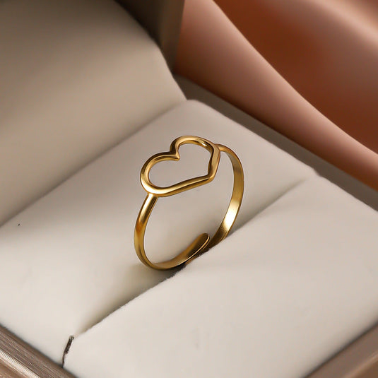 Open-Heart Ring – Adjustable Gold Love Jewelry for Women 💛✨