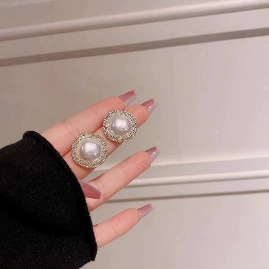 Luxury Pearl Square Stud Earrings ✨💎
