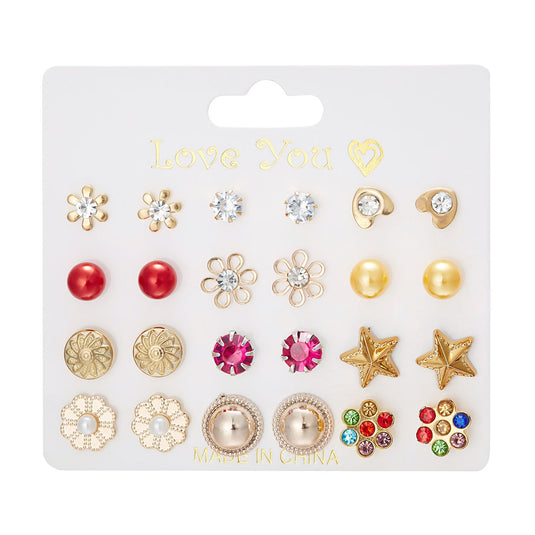12 - Pair Stud Earrings Set – Cute Daily Wear Collection ✨ S4