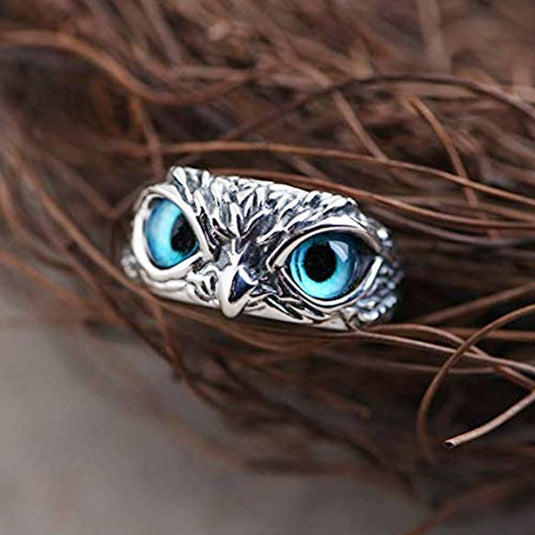 Owl Eyes Ring – Adjustable Blue Eye Statement Ring 🦉💍