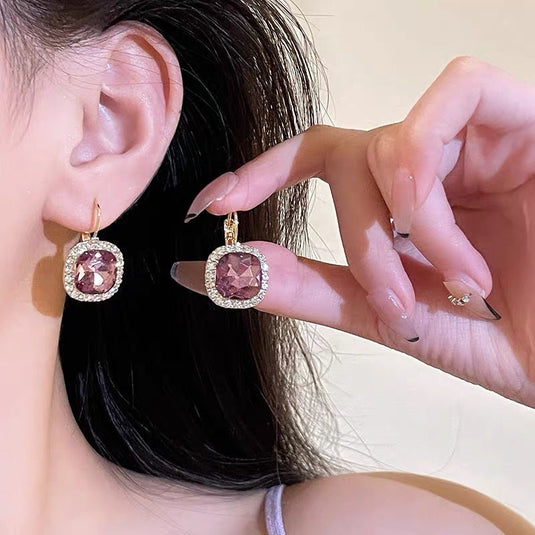 💖 Pink Gem Halo Earrings