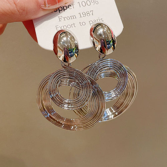🌟 Luxe Silver Multi-Hoop Earrings – Modern Statement Glamour ⚪