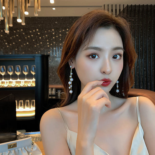 ✨ Pearl Cascade Drop Earrings – Chic Luxury Statement 🤍