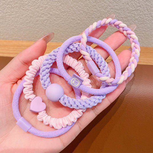 Cute Colorful Hair Tie (5 Pc Set) – Soft Elastic Bands for Girls 🎀✨