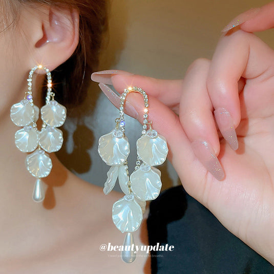 🌸Pearl Flower Shell Long Tassel Earrings