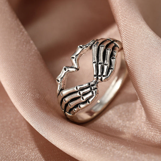 Heart Hands Adjustable Ring – Artistic Metal Fashion Jewelry ❤️💍