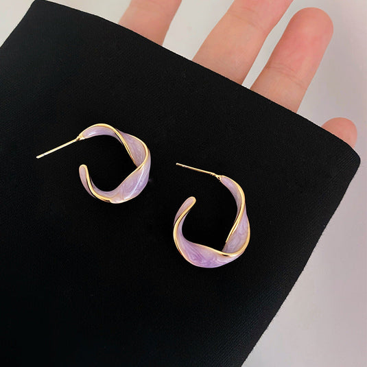 🤍 Classic Ivory Swirl Hoop Earrings ✨