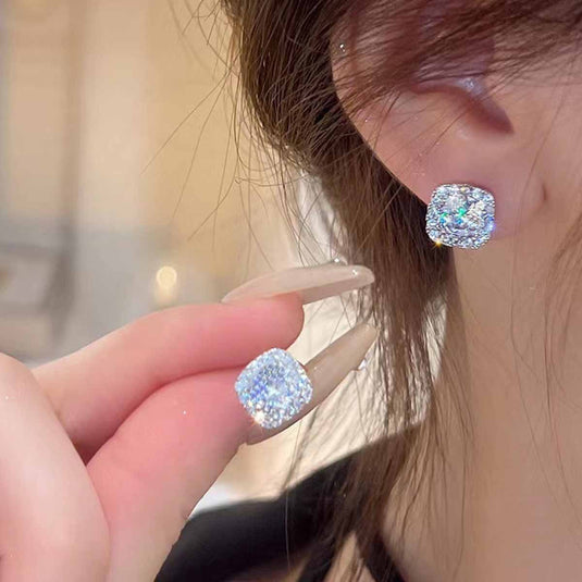 Luxury Sparkle Cushion-Cut Crystal Studs ✨💎