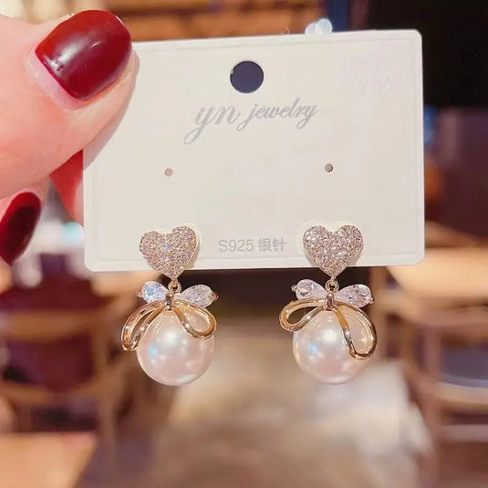 💎 Diamond Pearl Korean Earrings