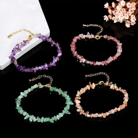 AABHARANA – Natural Gemstone Chips Bracelet | Genuine Crystal Beads | Unisex Jewelry for Women & Men