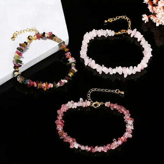 AABHARANA – Natural Gemstone Chips Bracelet | Genuine Crystal Beads | Unisex Jewelry for Women & Men